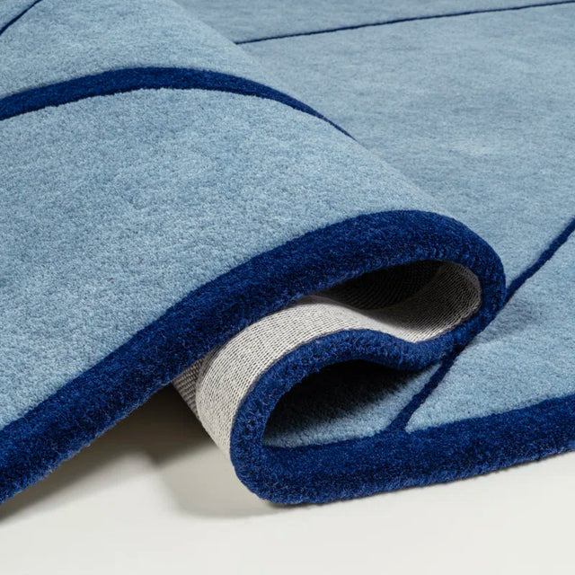 Blue Color Premium Handmade Woolen Irregular Rug