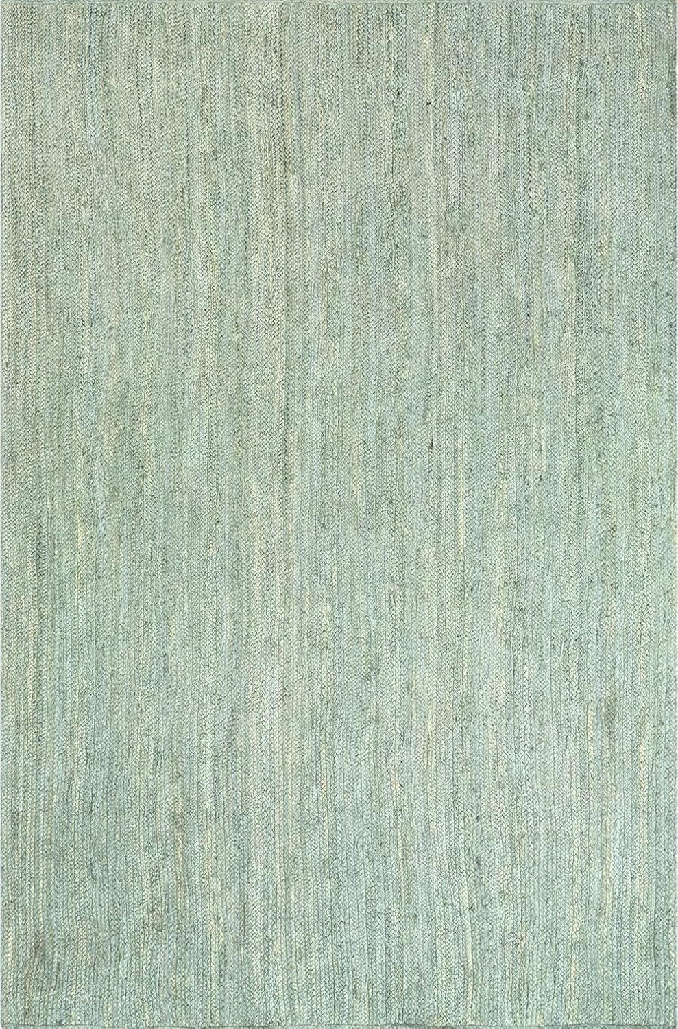 Dark Cyan Color Handmade Braided Jute Carpet