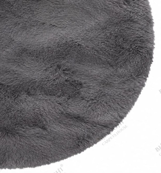 Dark Grey Soft & Fluffy Cloud Fur Round Carpet & Rug