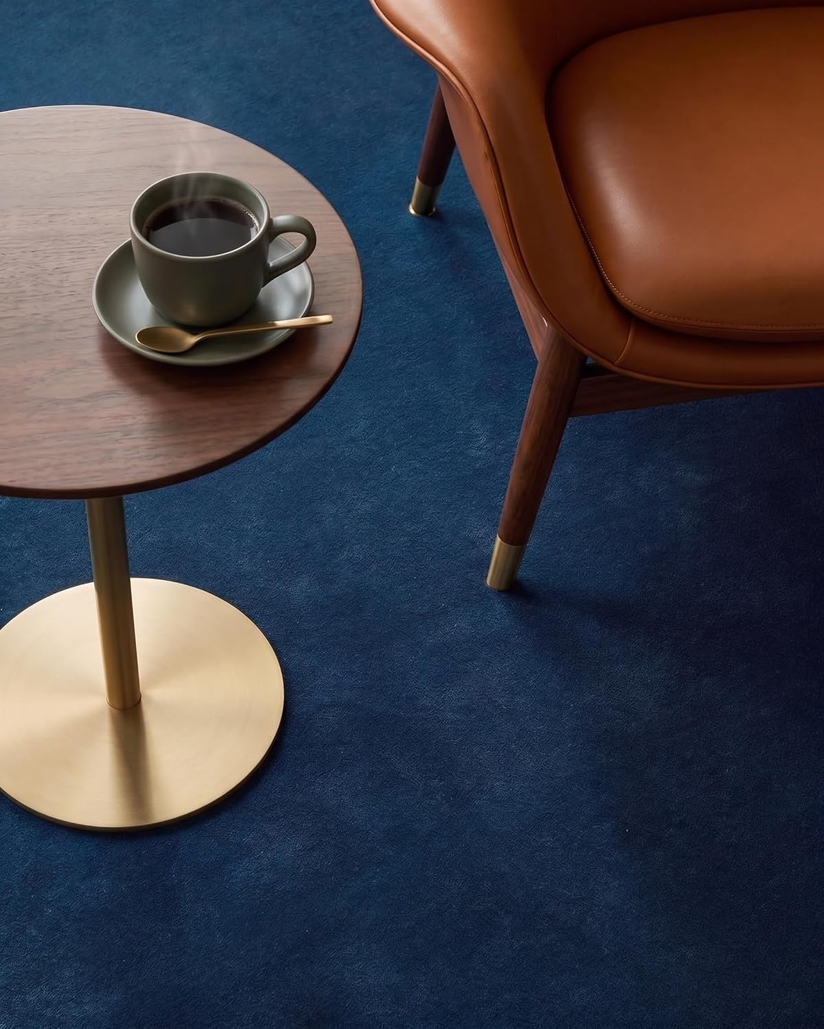 Deep Blue Color Wool Hand-tufted Solid Carpet & Rug