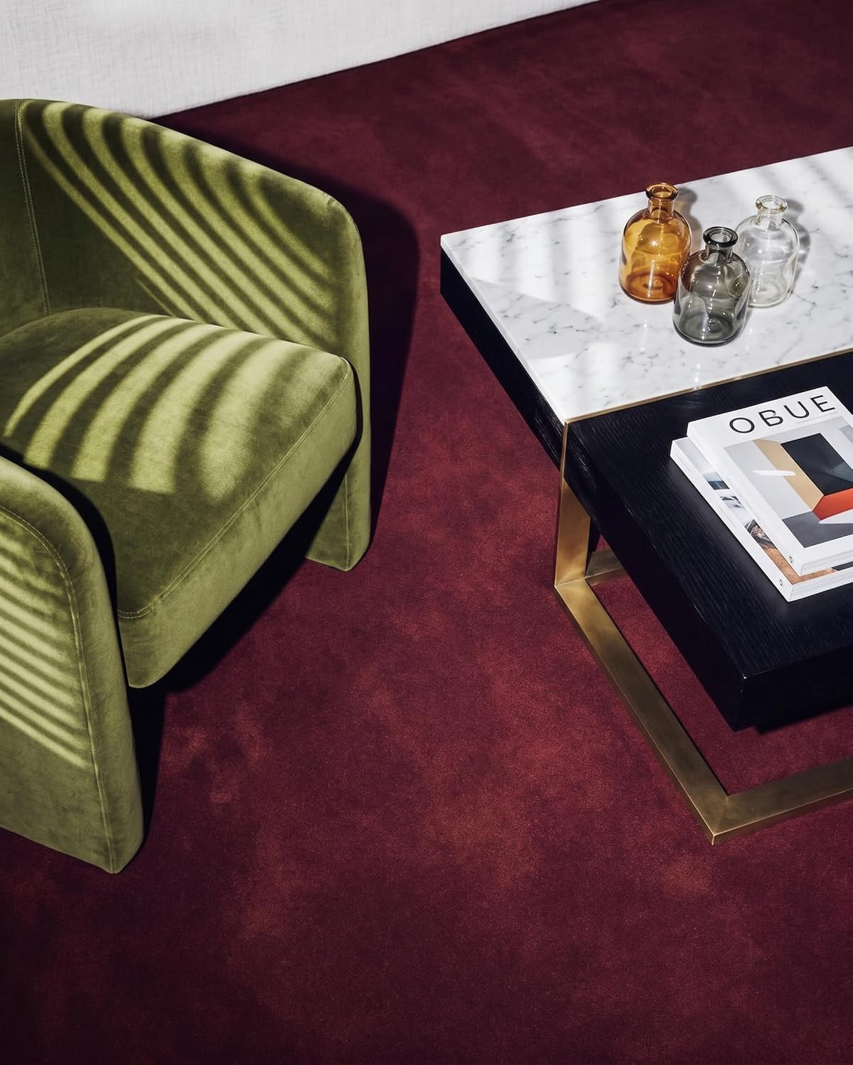 Deep Wine Color Wool Hand-tufted Solid Carpet & Rug