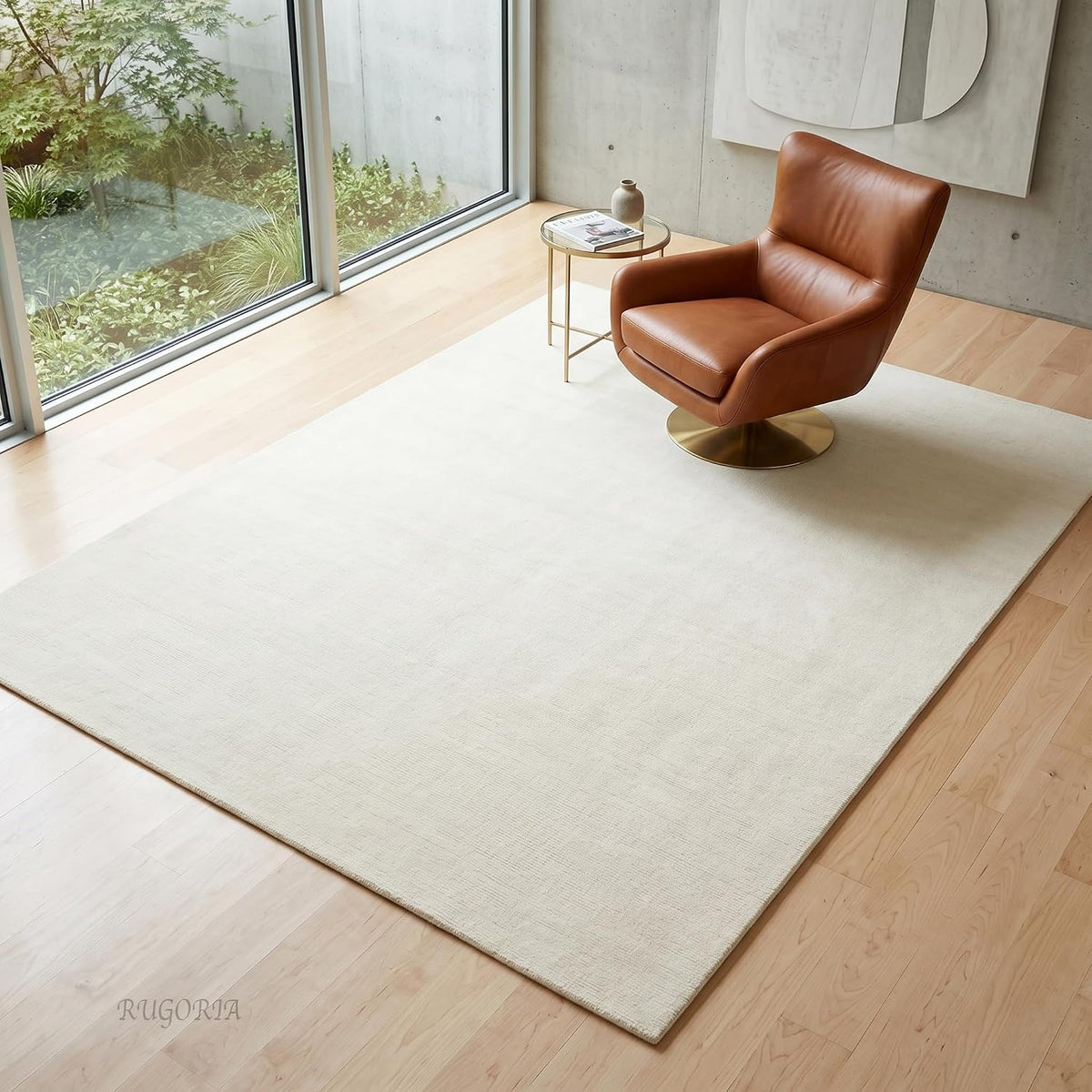 Dusty White Color Wool Hand-tufted Solid Carpet & Rug