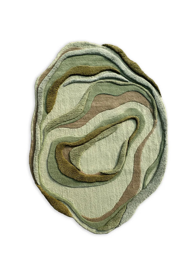 Green High Low Hand-Tufted Irregular Rug