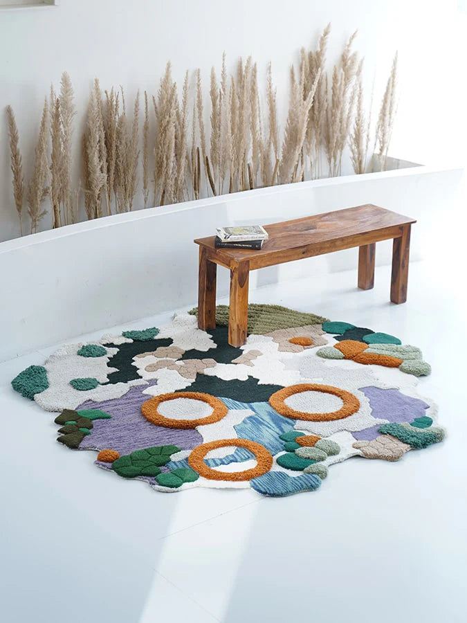 Multicolor High-Low Hand-Tufted Wool Rug