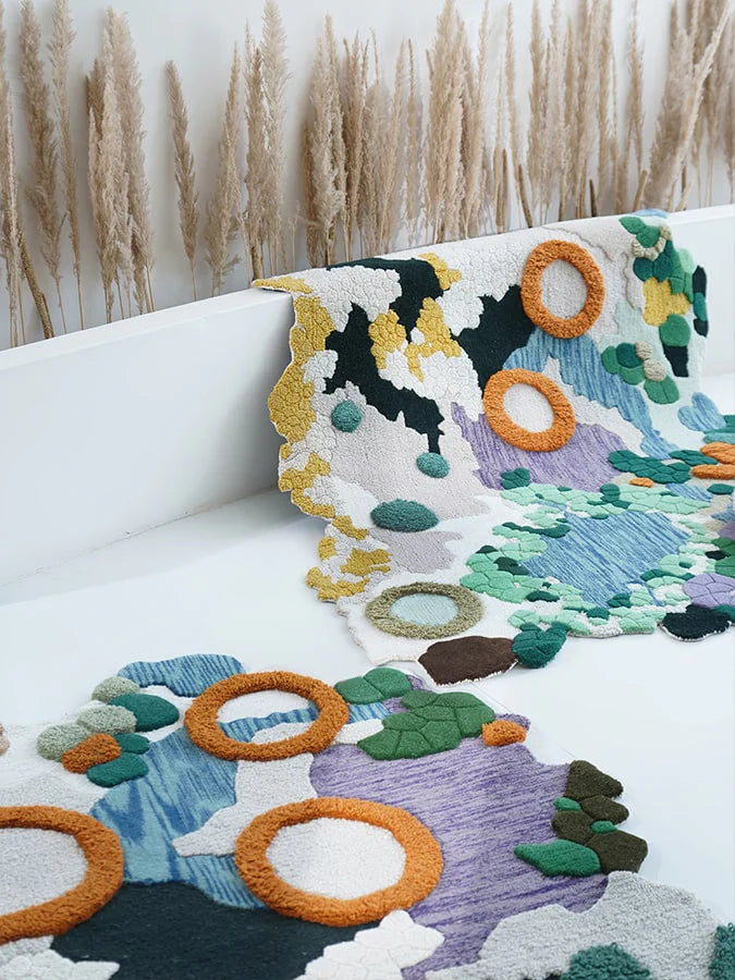 Multicolor High-Low Hand-Tufted Wool Rug