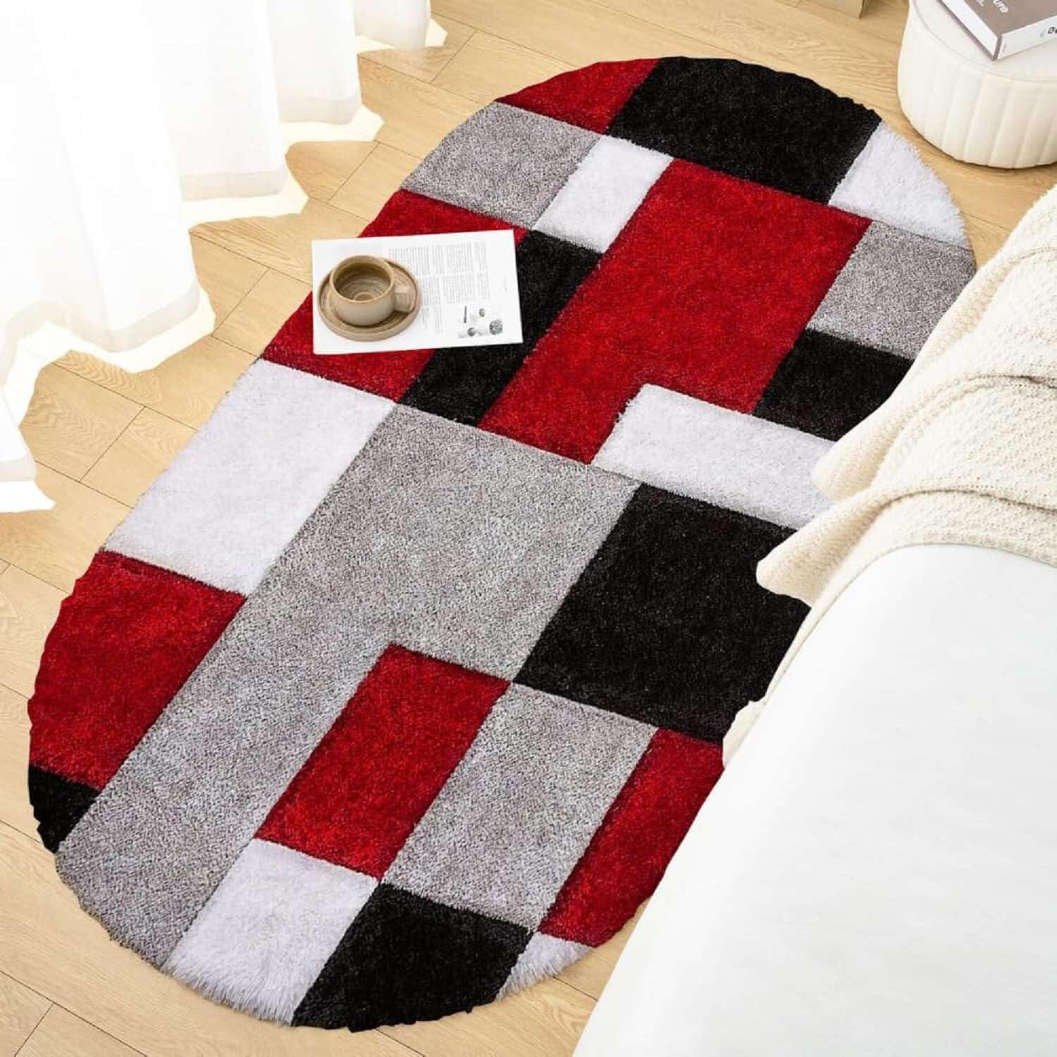 Frosty Oval Shaggy Carpet and Rug