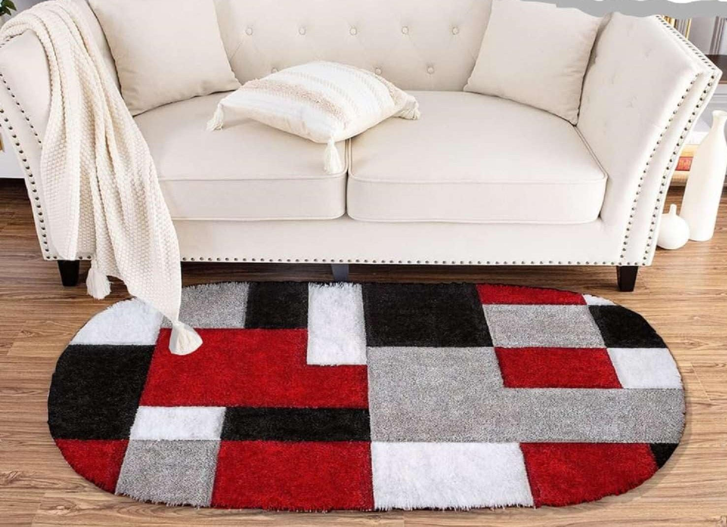 Frosty Oval Shaggy Carpet and Rug