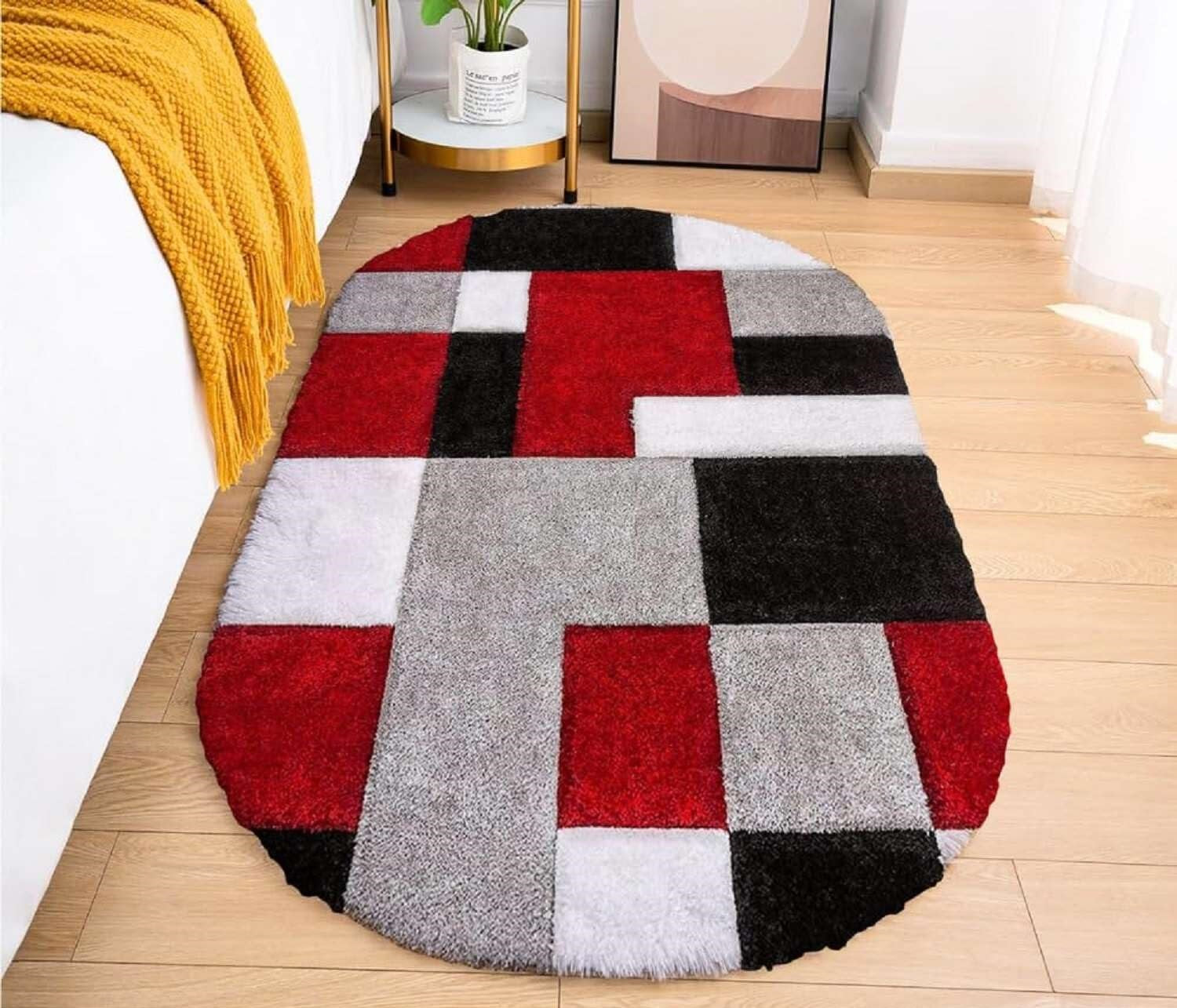 Frosty Oval Shaggy Carpet and Rug