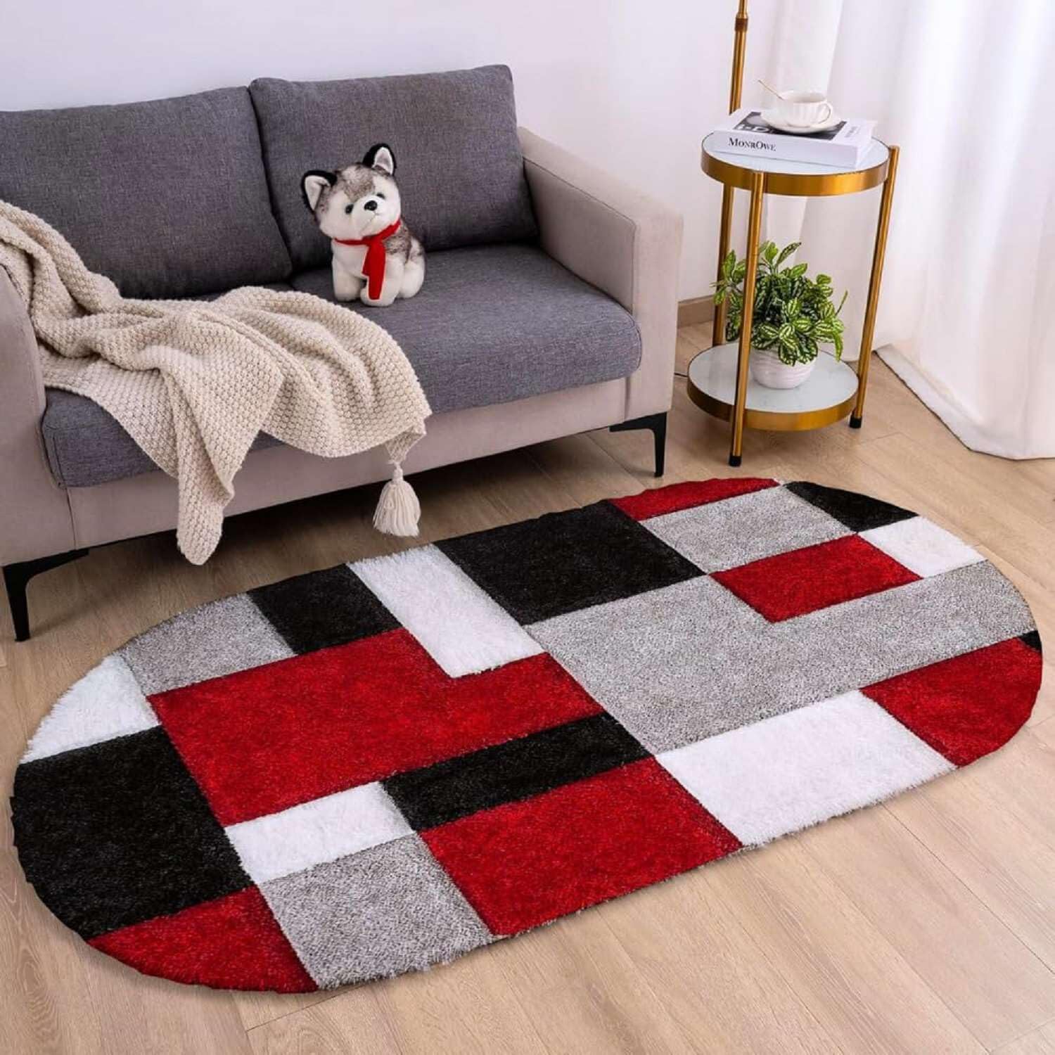 Frosty Oval Shaggy Carpet and Rug