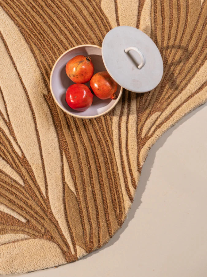 Beige Color High-Low Hand-Tufted Wool Rug