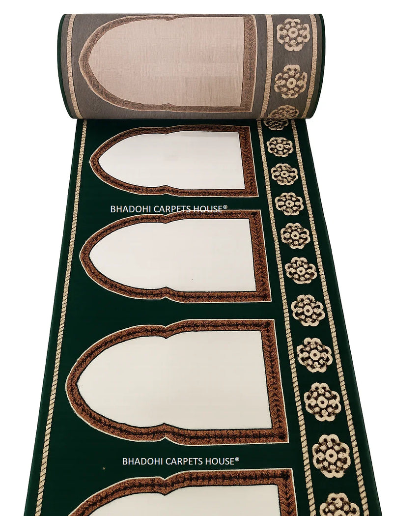 Green Color Masjid Prayer Carpet Roll – High-Pile 12mm Thick, Custom ...