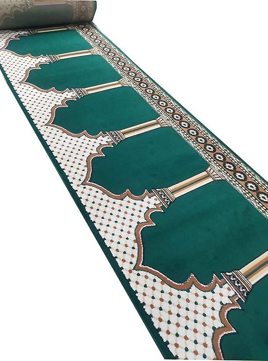 Green Janamaz Roll – Premium Masjid Carpet | Mosque Prayer Mat & Janamaz Rug