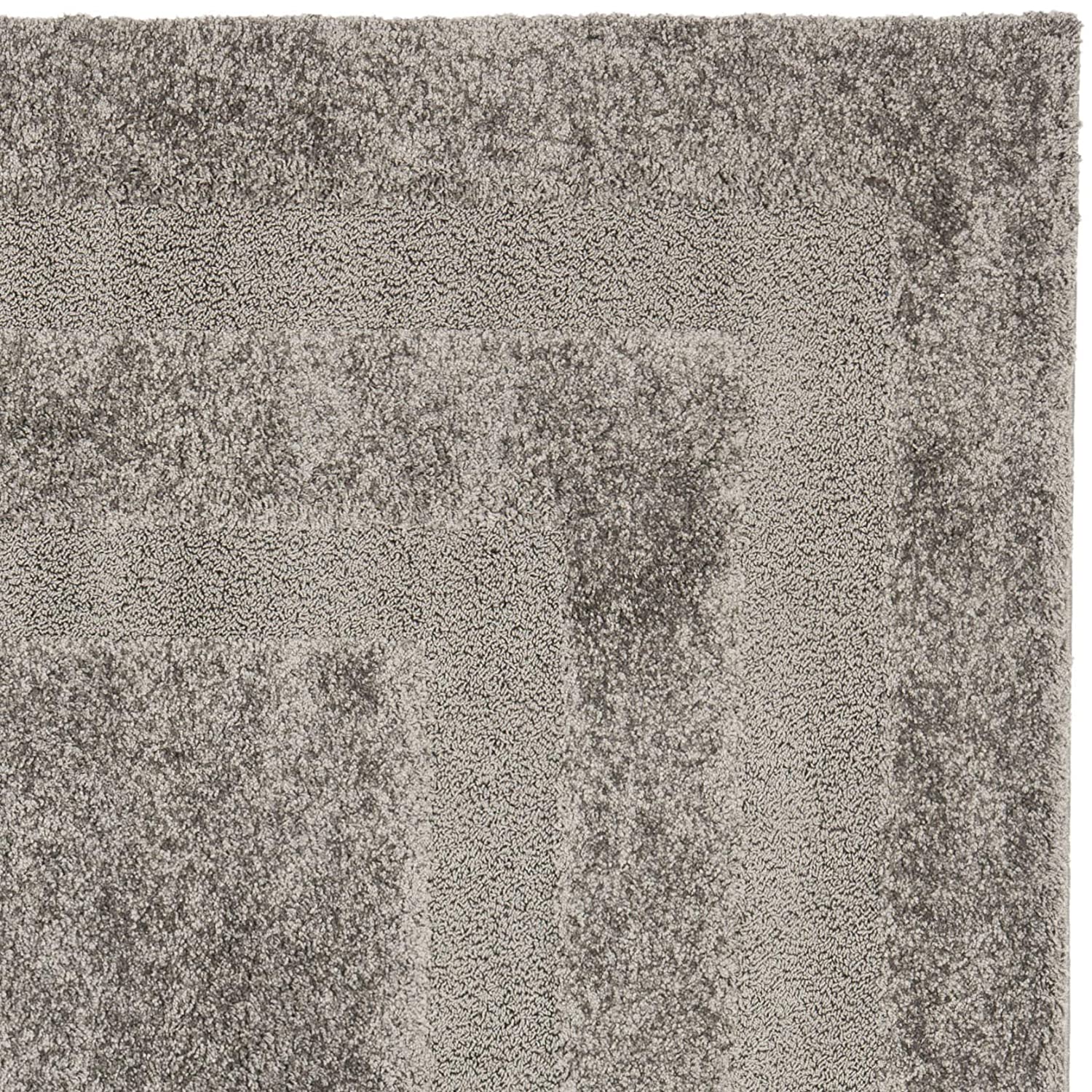 Dark Grey Frame Pattern Shaggy Carpet | Soft & Fluffy Microfiber Area Rug
