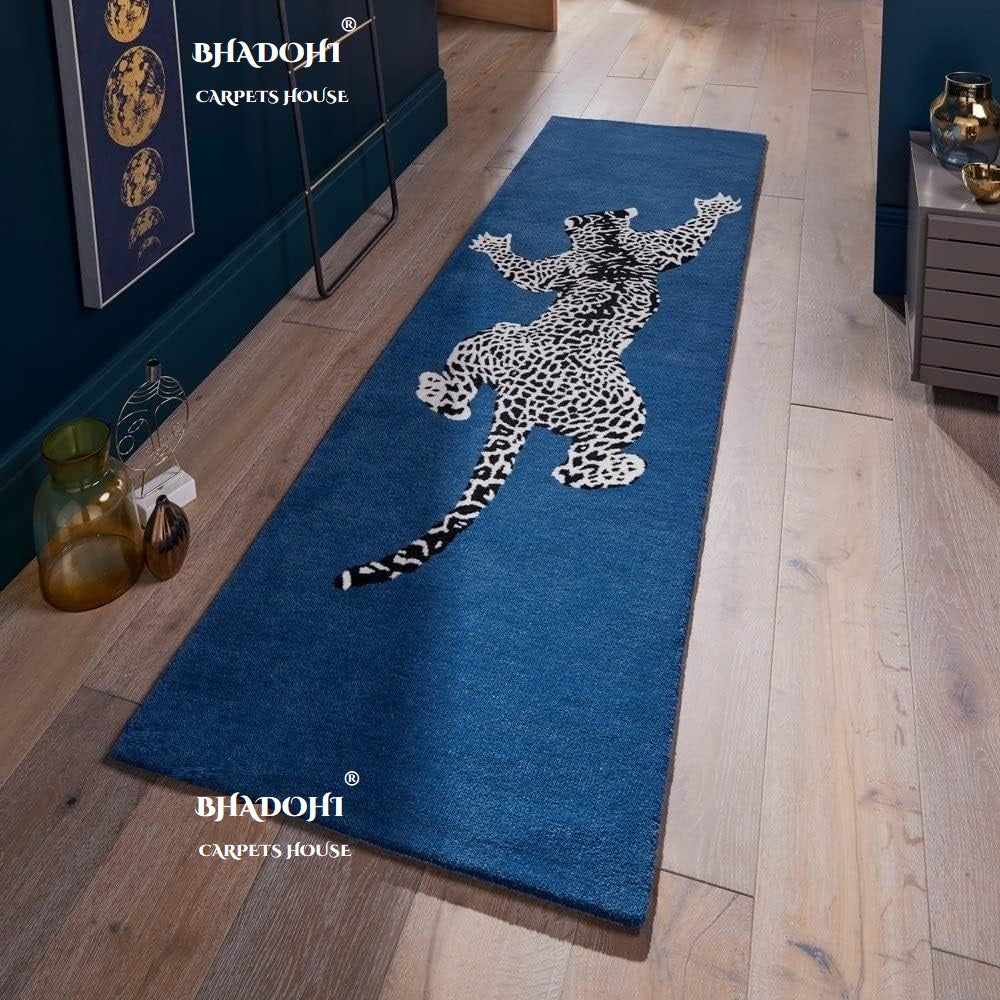 Handmade Climbing Jaguar Wool Runner Carpet
