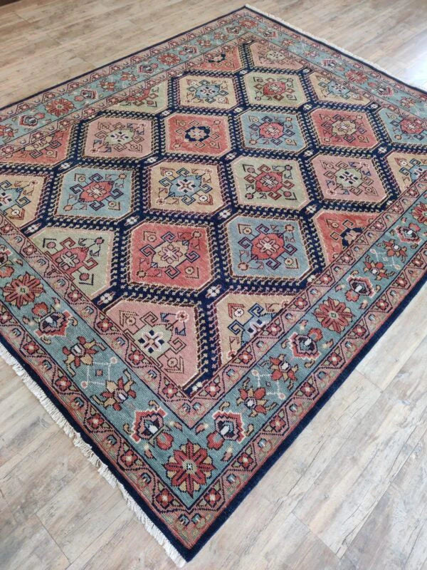 Black Oushak Hand-Knotted Wool Rug