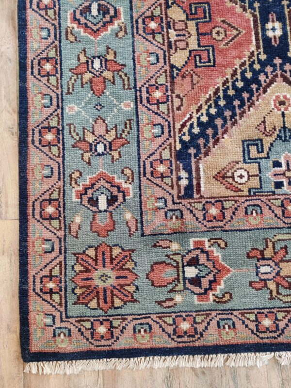 Black Oushak Hand-Knotted Wool Rug