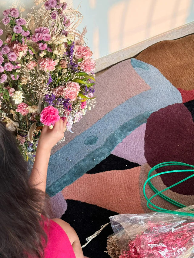 Multicolor Hand-Tufted Viscose Silk & Wool Rug