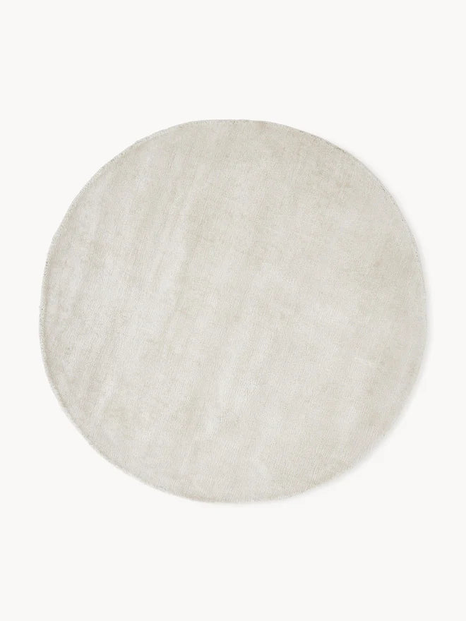 Ivory Viscose Silk Round Area Rug
