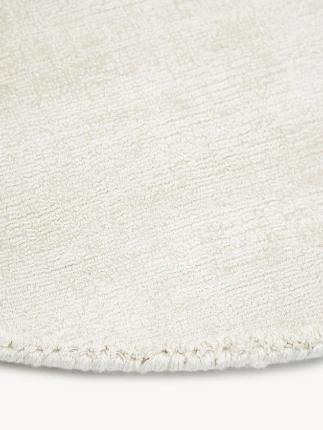 Ivory Viscose Silk Round Area Rug