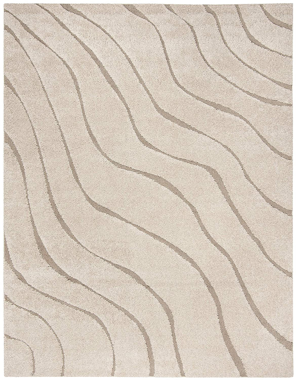 Ivory Wave Shaggy Carpet | Soft & Fluffy Microfiber Area Rug