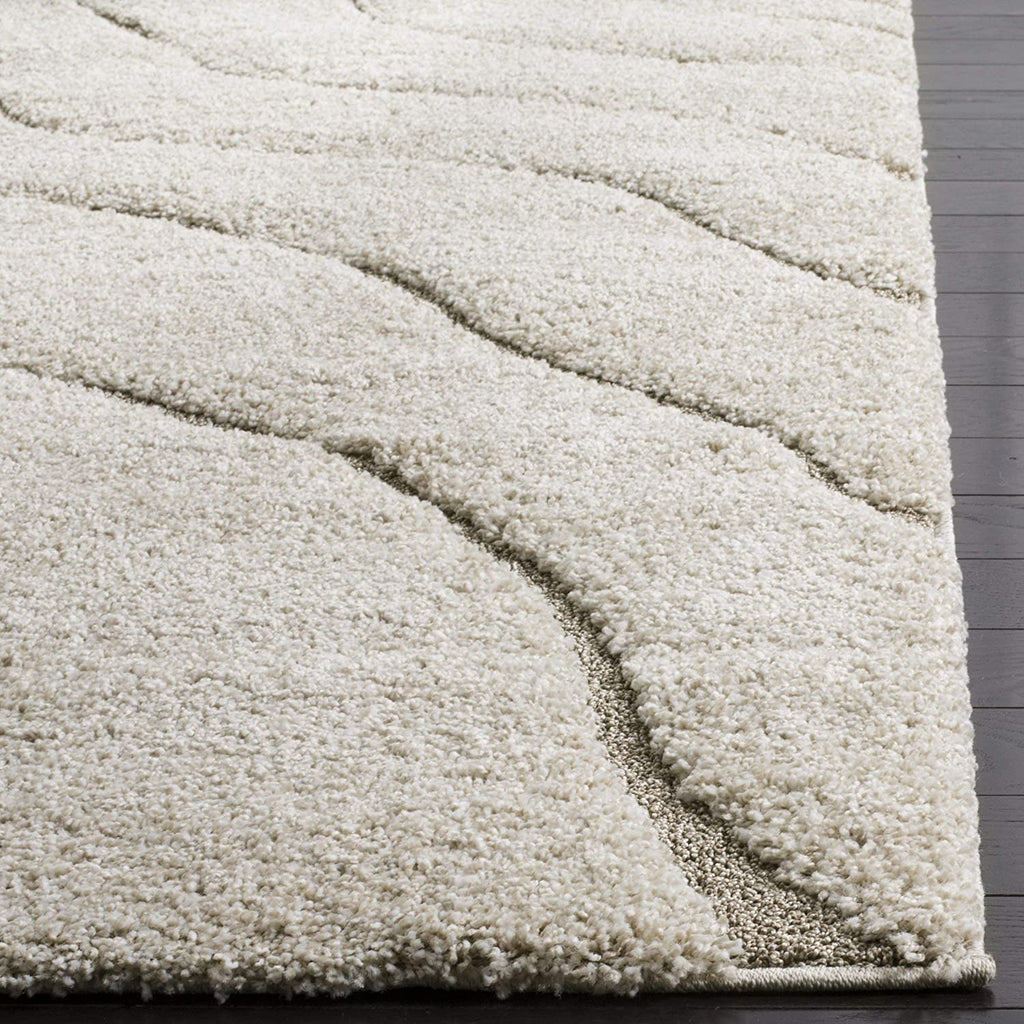Ivory Wave Shaggy Carpet | Soft & Fluffy Microfiber Area Rug