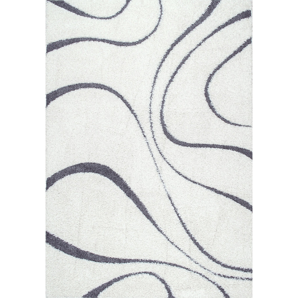 Ivory Wave Shaggy Carpet | Soft & Fluffy Microfiber Area Rug