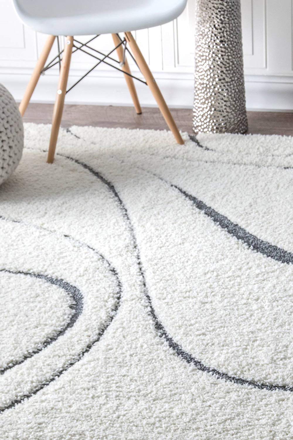 Ivory Wave Shaggy Carpet | Soft & Fluffy Microfiber Area Rug