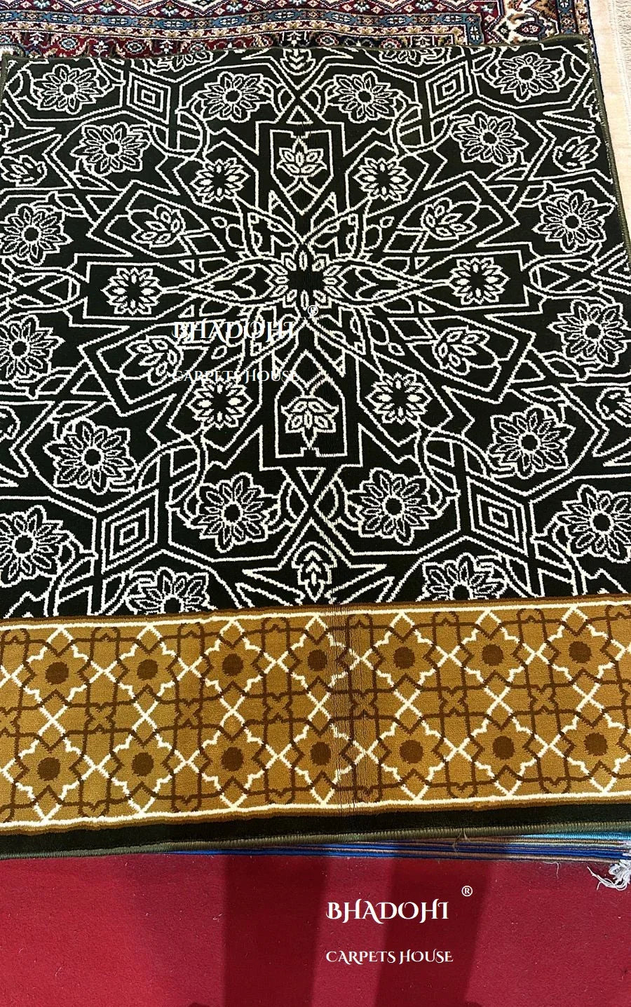 Dark Green Turkish Janamaz Roll – Imported Masjid Carpet | 15 mm Ultra Soft & Luxurious Mosque Prayer Mat