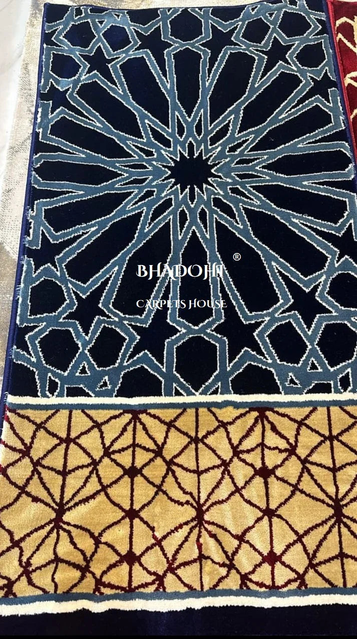 Blue Turkish Janamaz Roll – Imported Masjid Carpet | 15 mm Ultra Soft & Luxurious Mosque Prayer Mat