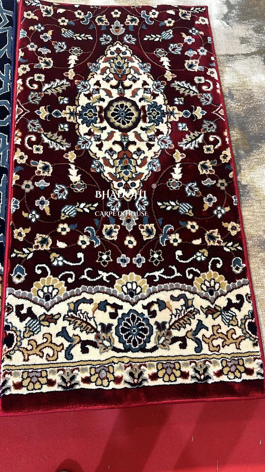 Maroon Turkish Janamaz Roll – Imported Masjid Carpet | 15 mm Ultra Soft & Luxurious Mosque Prayer Mat