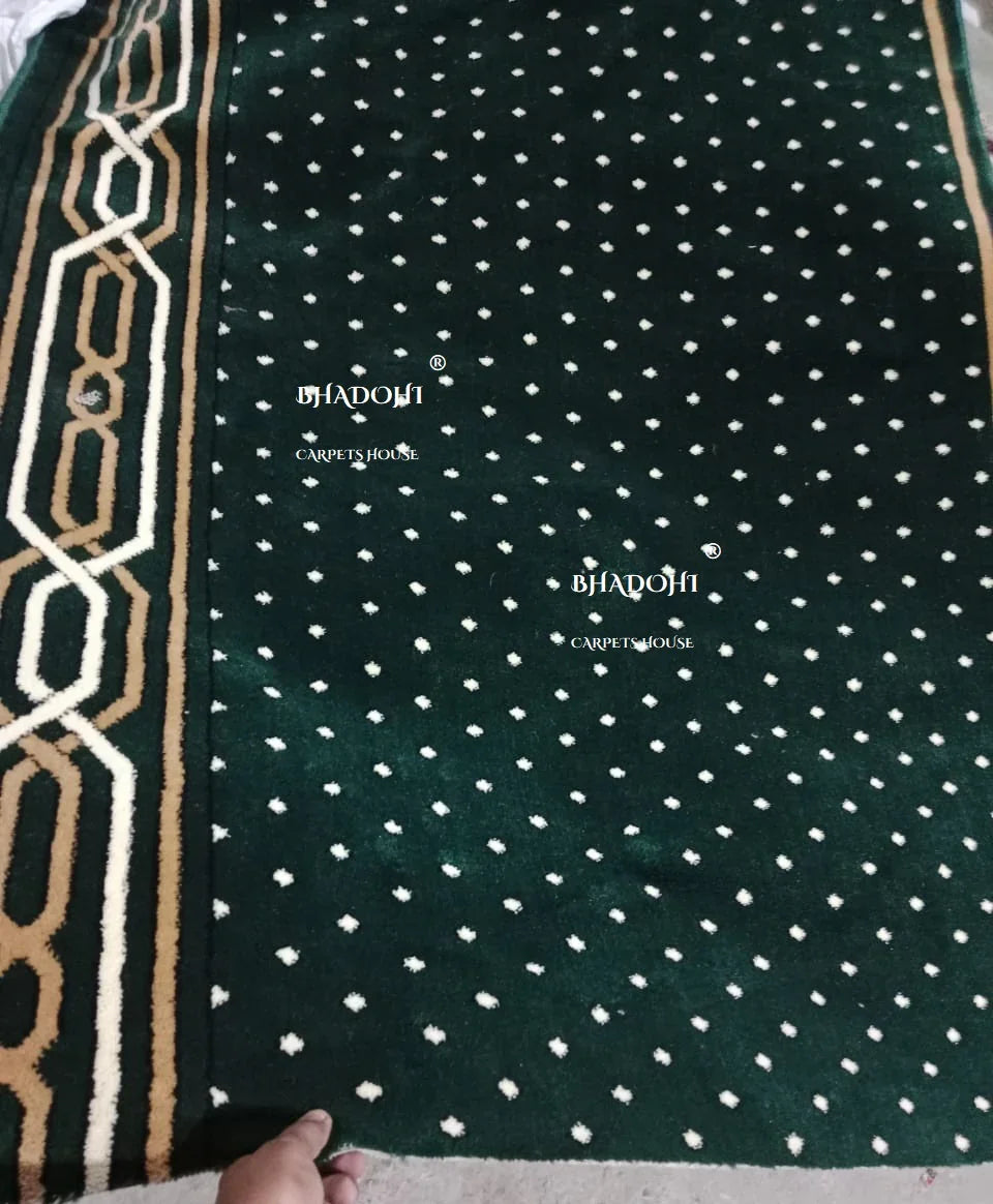 Green Janamaz Roll – Masjid Carpet | 12mm Ultra Soft & Luxurious Mosque Prayer Mat
