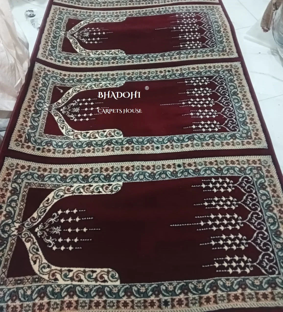 Maroon Turkish Janamaz Roll – Imported Masjid Carpet | 15 mm Ultra Soft & Luxurious Mosque Prayer Mat