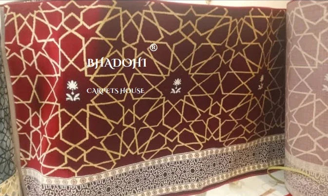 Maroon Turkish Janamaz Roll – Imported Masjid Carpet | 15 mm Ultra Soft & Luxurious Mosque Prayer Mat