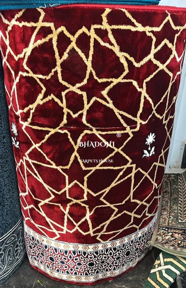 Maroon Turkish Janamaz Roll – Imported Masjid Carpet | 15 mm Ultra Soft & Luxurious Mosque Prayer Mat
