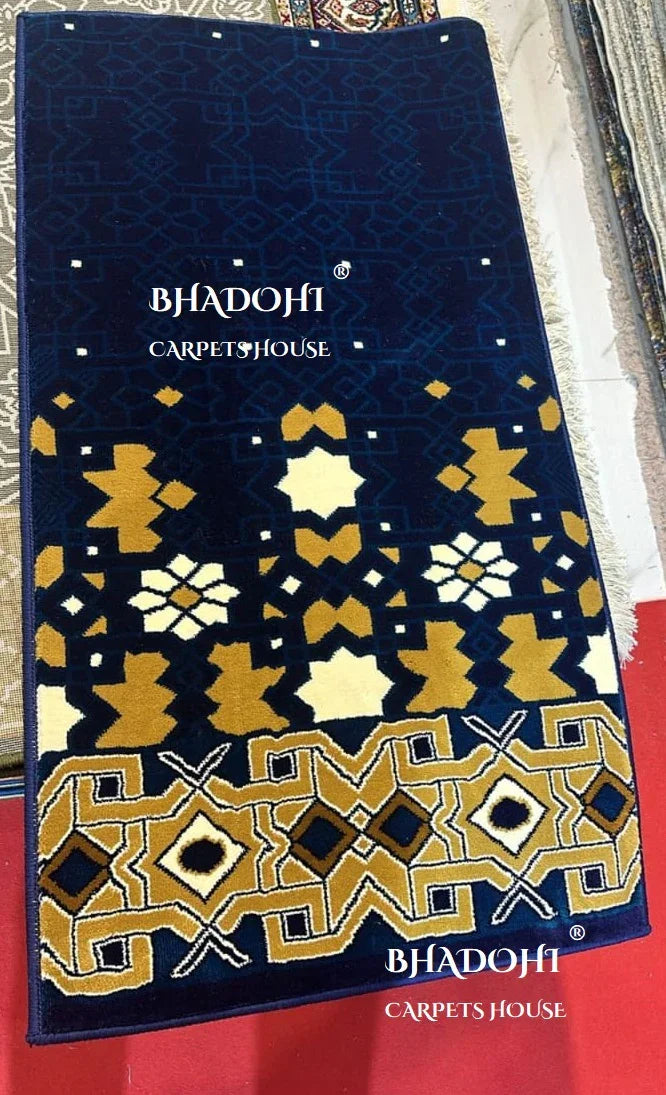 Navy Blue Turkish Janamaz Roll – Imported Masjid Carpet | 20 mm Ultra Soft & Luxurious Mosque Prayer Mat
