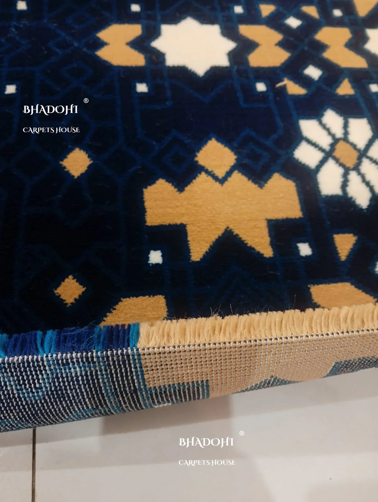 Navy Blue Turkish Janamaz Roll – Imported Masjid Carpet | 20 mm Ultra Soft & Luxurious Mosque Prayer Mat