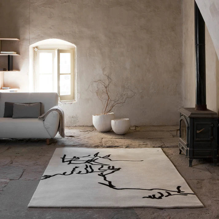 Black & White Color Hand-Tufted 100% New Zealand Wool Rug