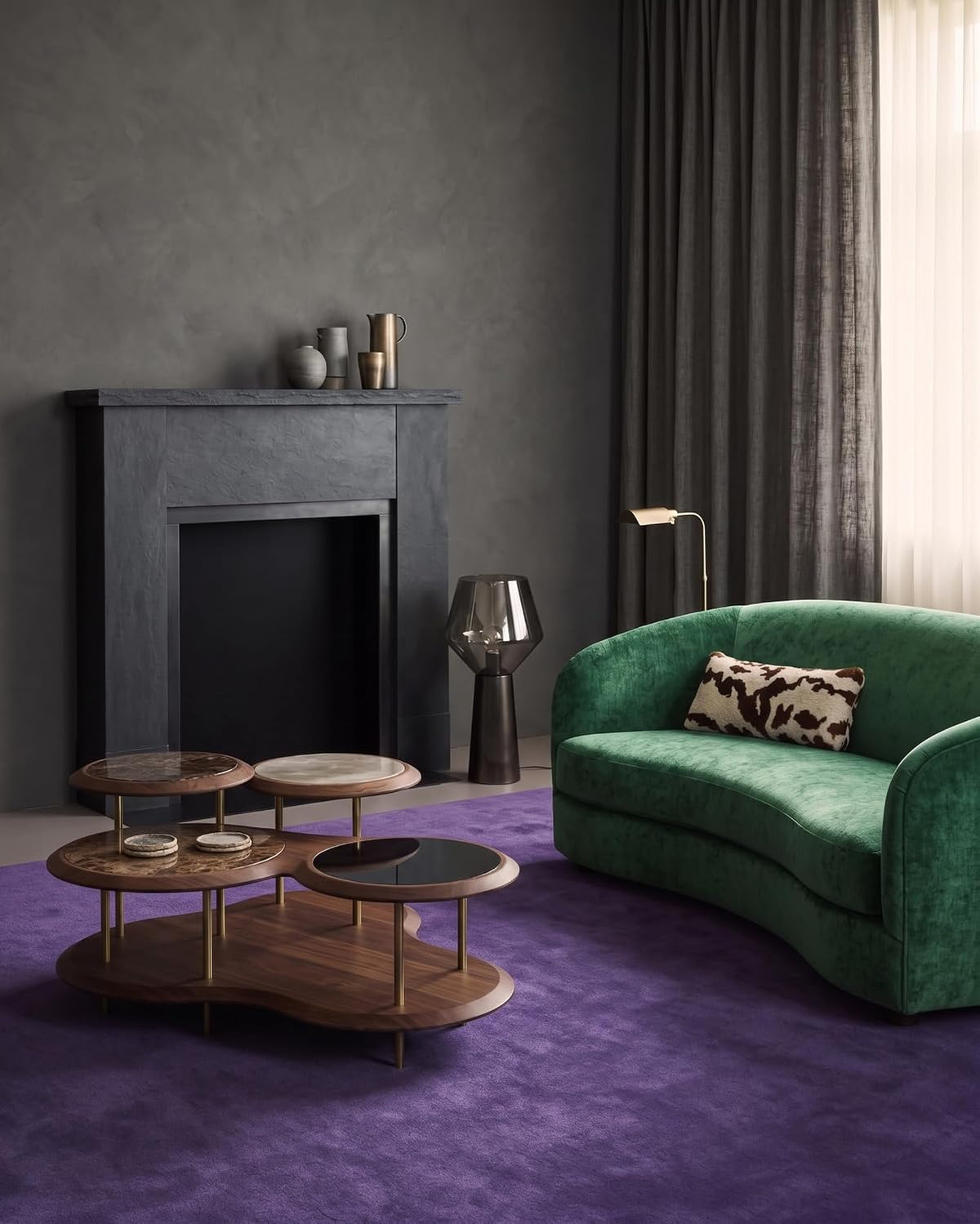 Lilac Color Wool Hand-tufted Solid Carpet & Rug