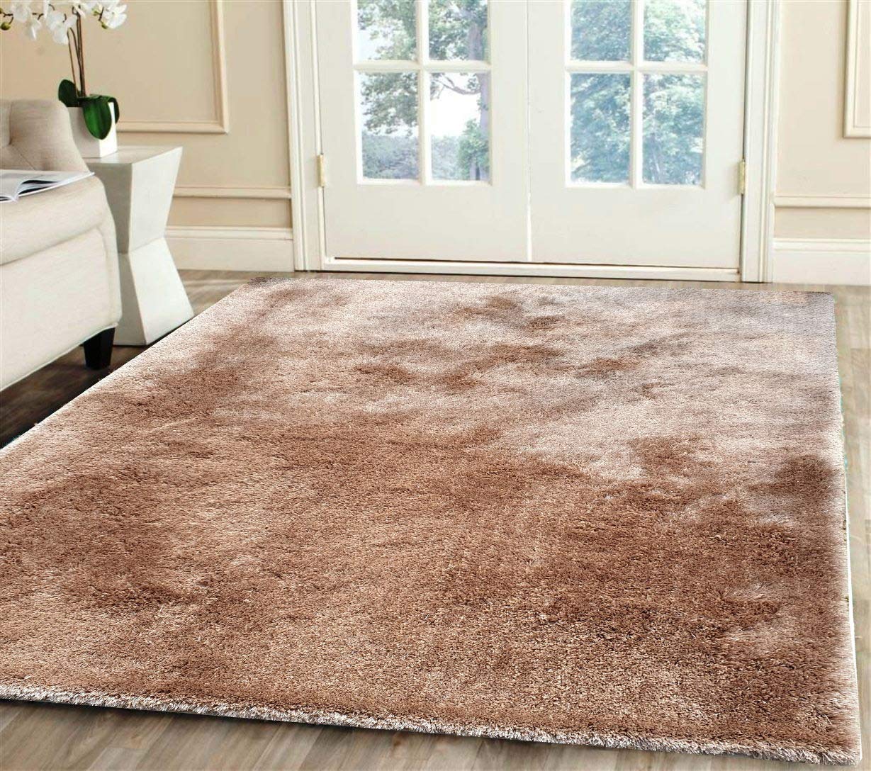 Lite Beige Velvy Shaggy Carpet & Rug