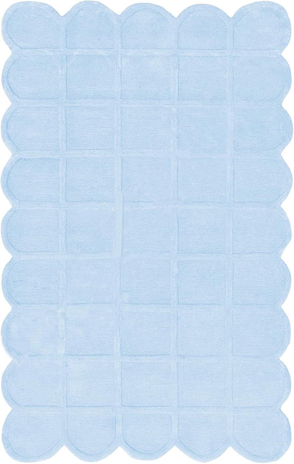 Lite Blue Plush Irregular Carpet & Rug