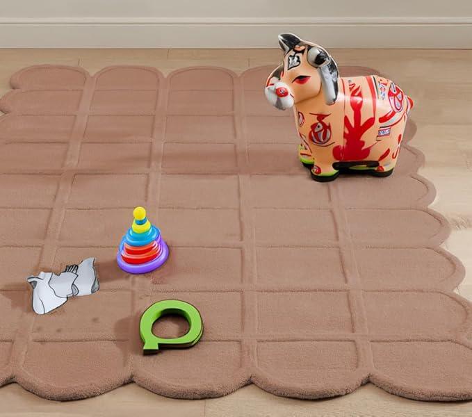 Lite Brown Soft Irregular Carpet & Rug