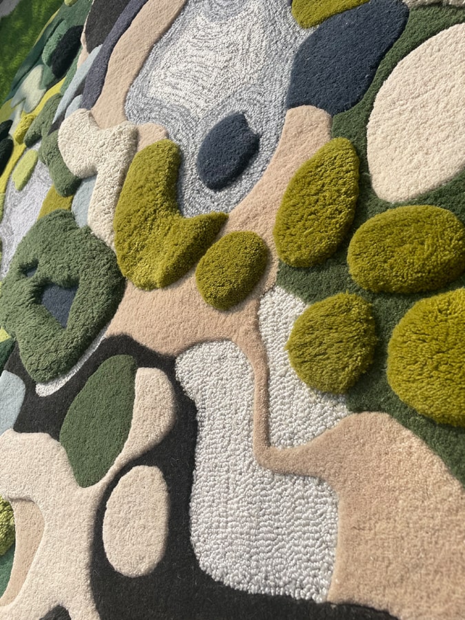 Green Color High-Low Hand-Tufted Wool Rug