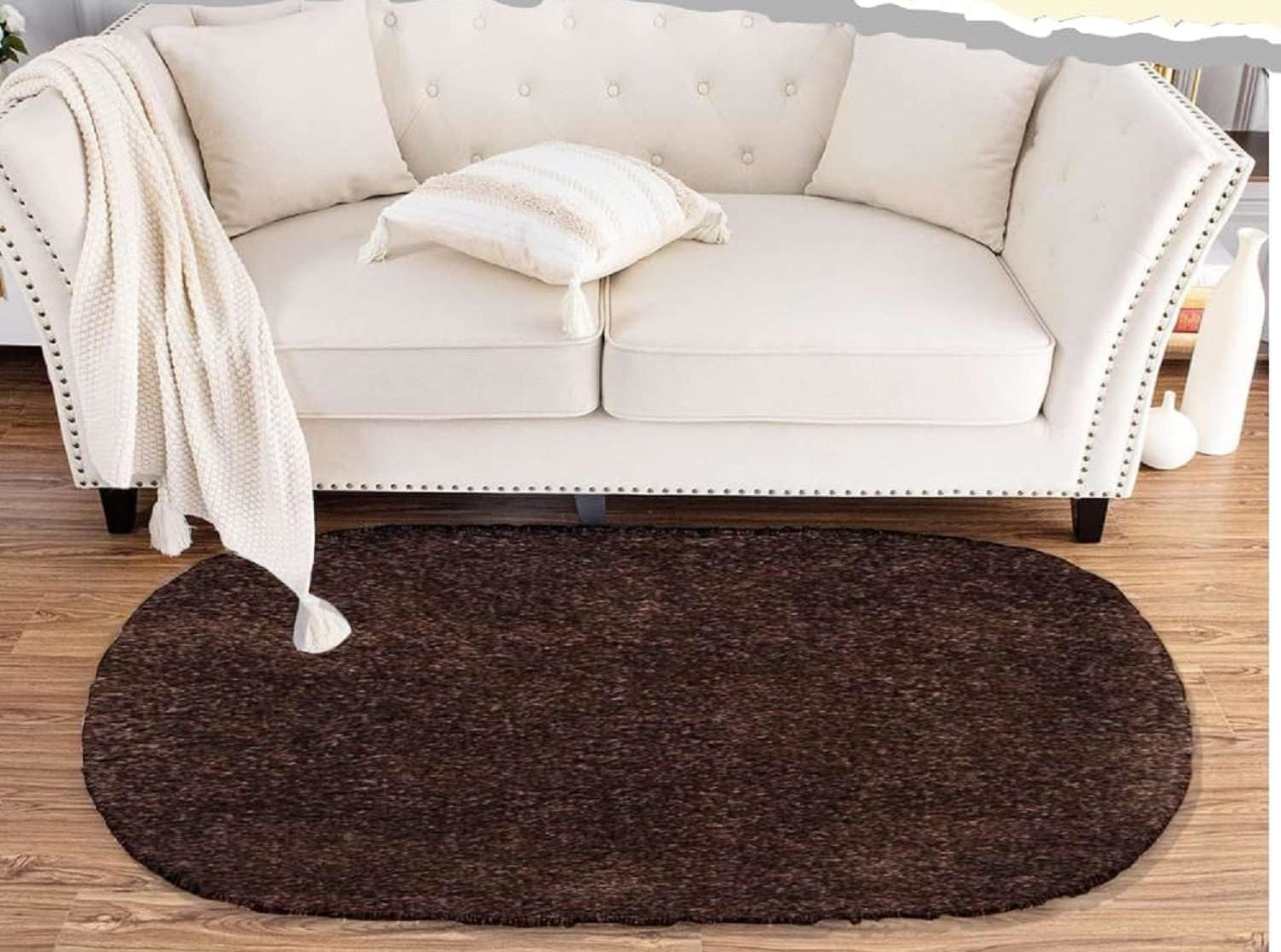 Luxe Mist Oval Shaggy Carpet and Rug