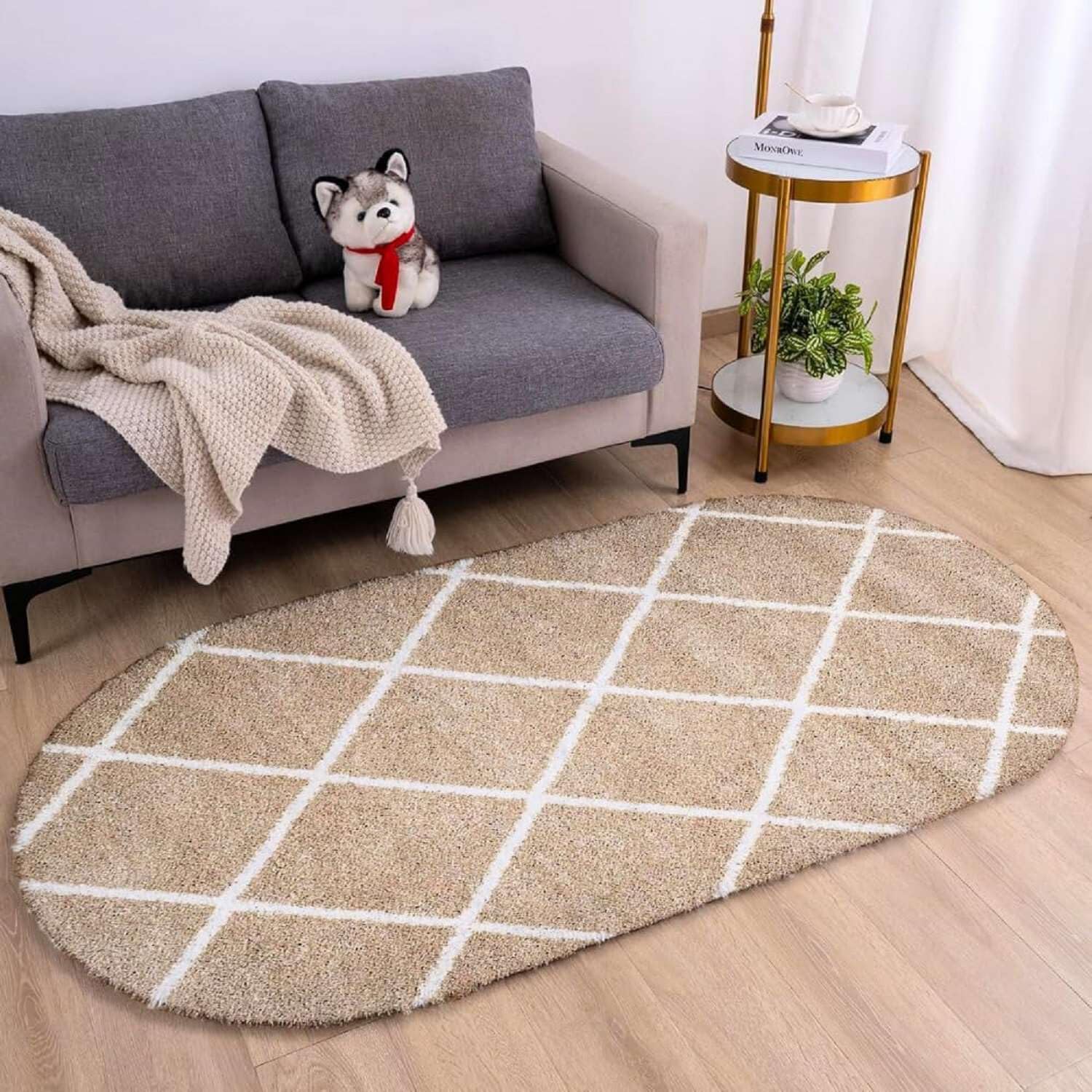 Marshmallow Oval Shaggy Carpet and Rug