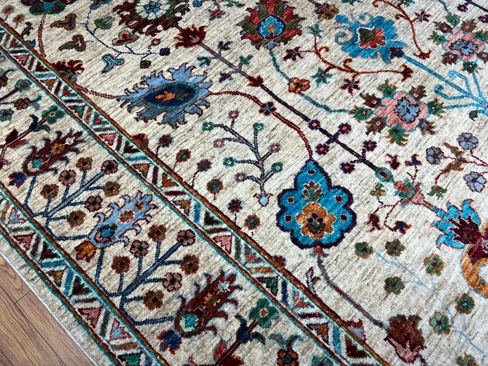 Ivory Bloom Oushak Hand-Knotted Rug