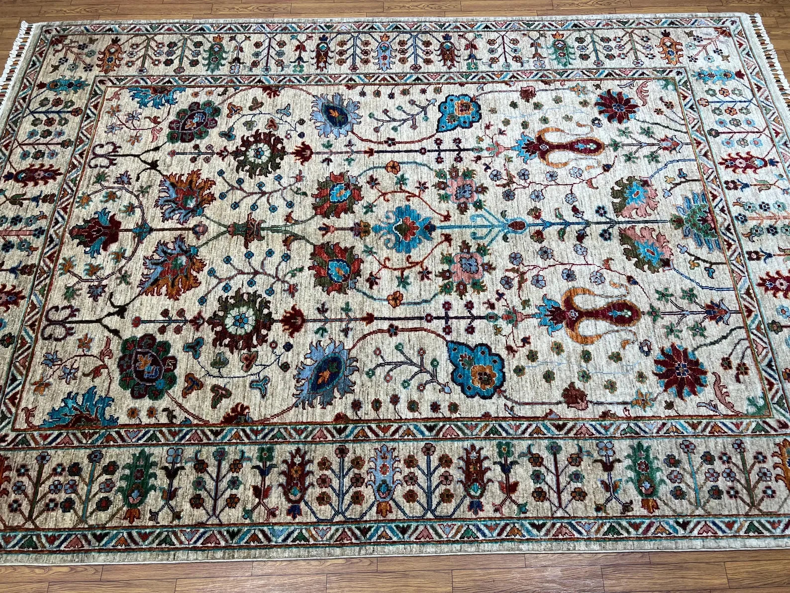 Ivory Bloom Oushak Hand-Knotted Rug