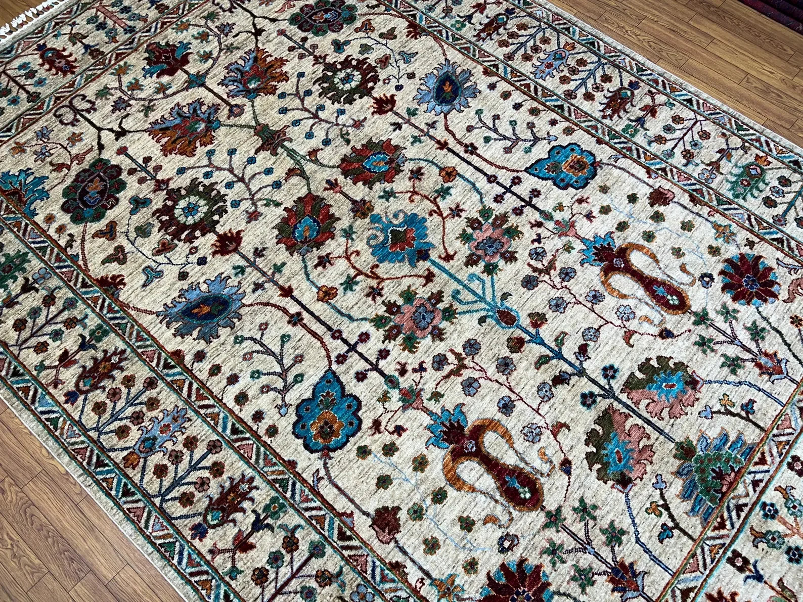 Ivory Bloom Oushak Hand-Knotted Rug