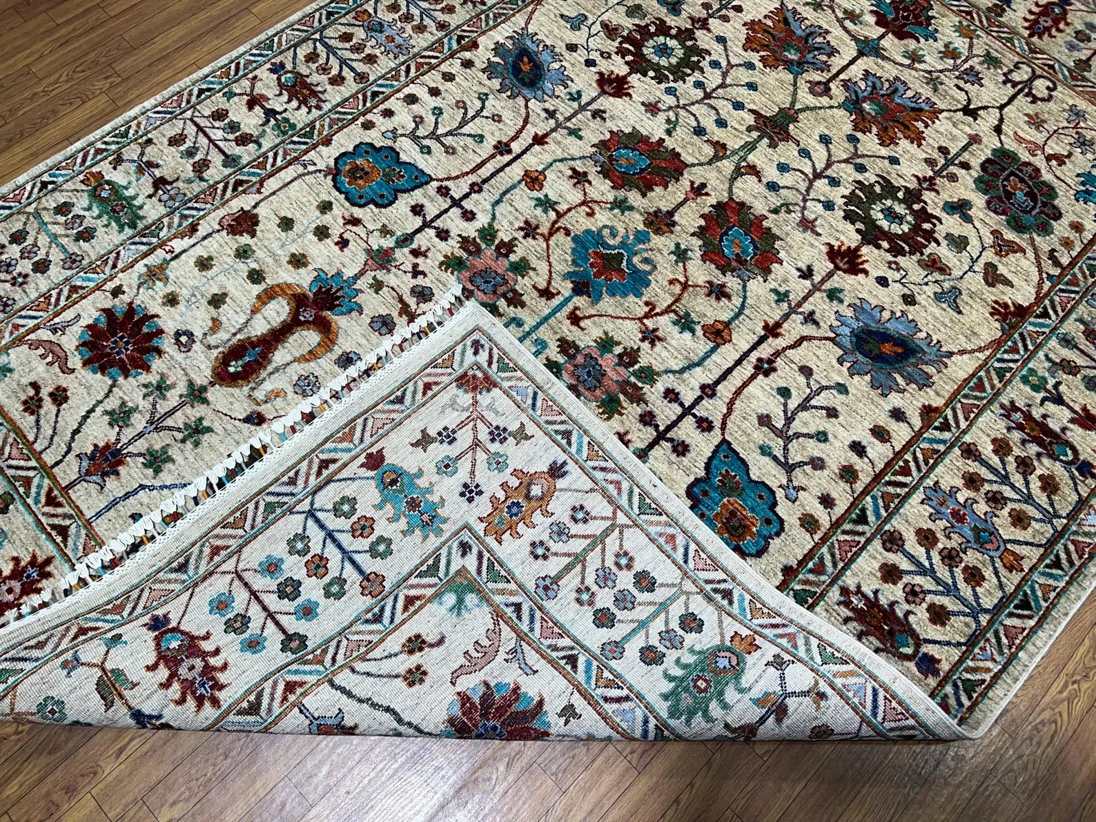 Ivory Bloom Oushak Hand-Knotted Rug