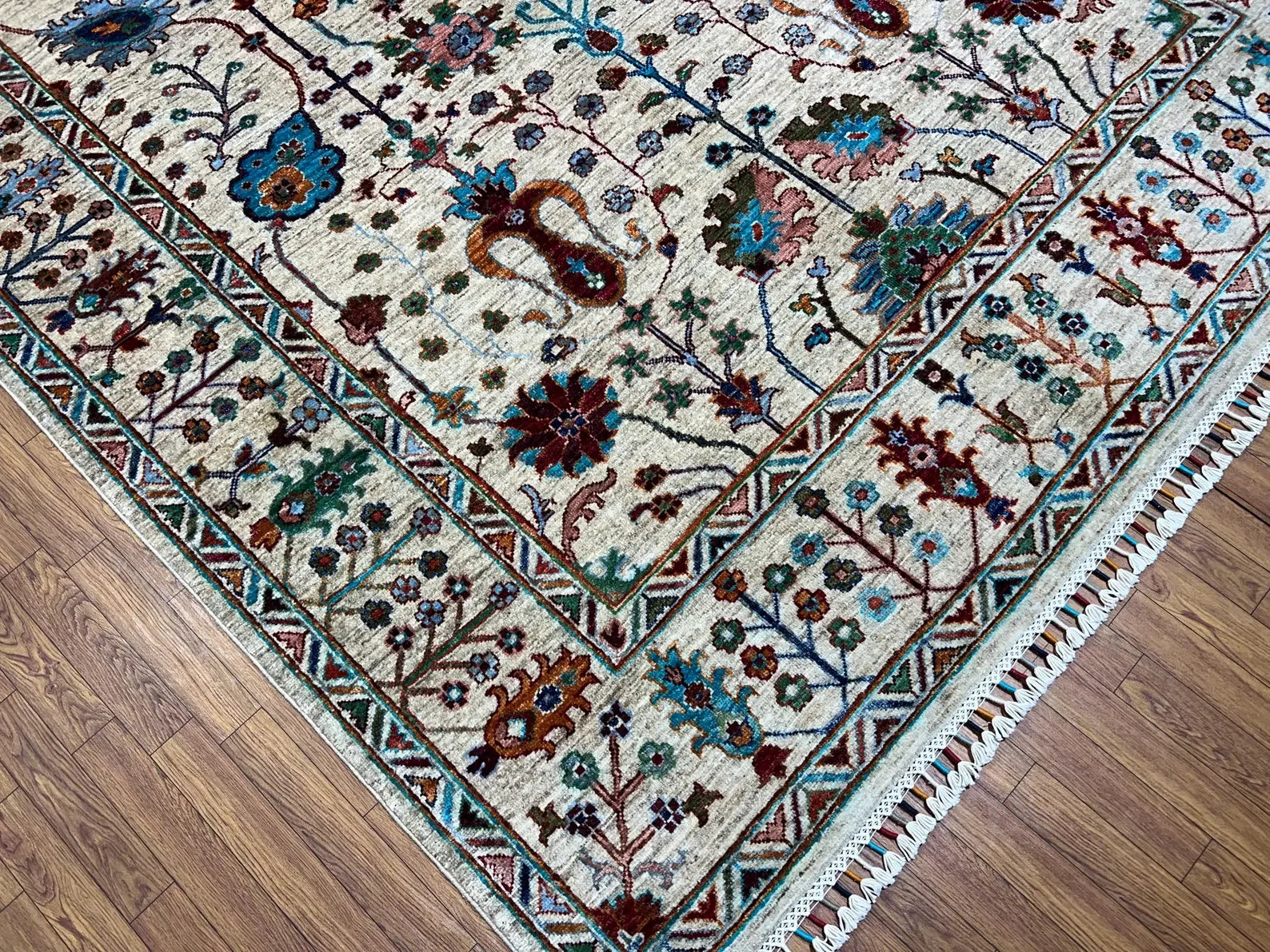 Ivory Bloom Oushak Hand-Knotted Rug