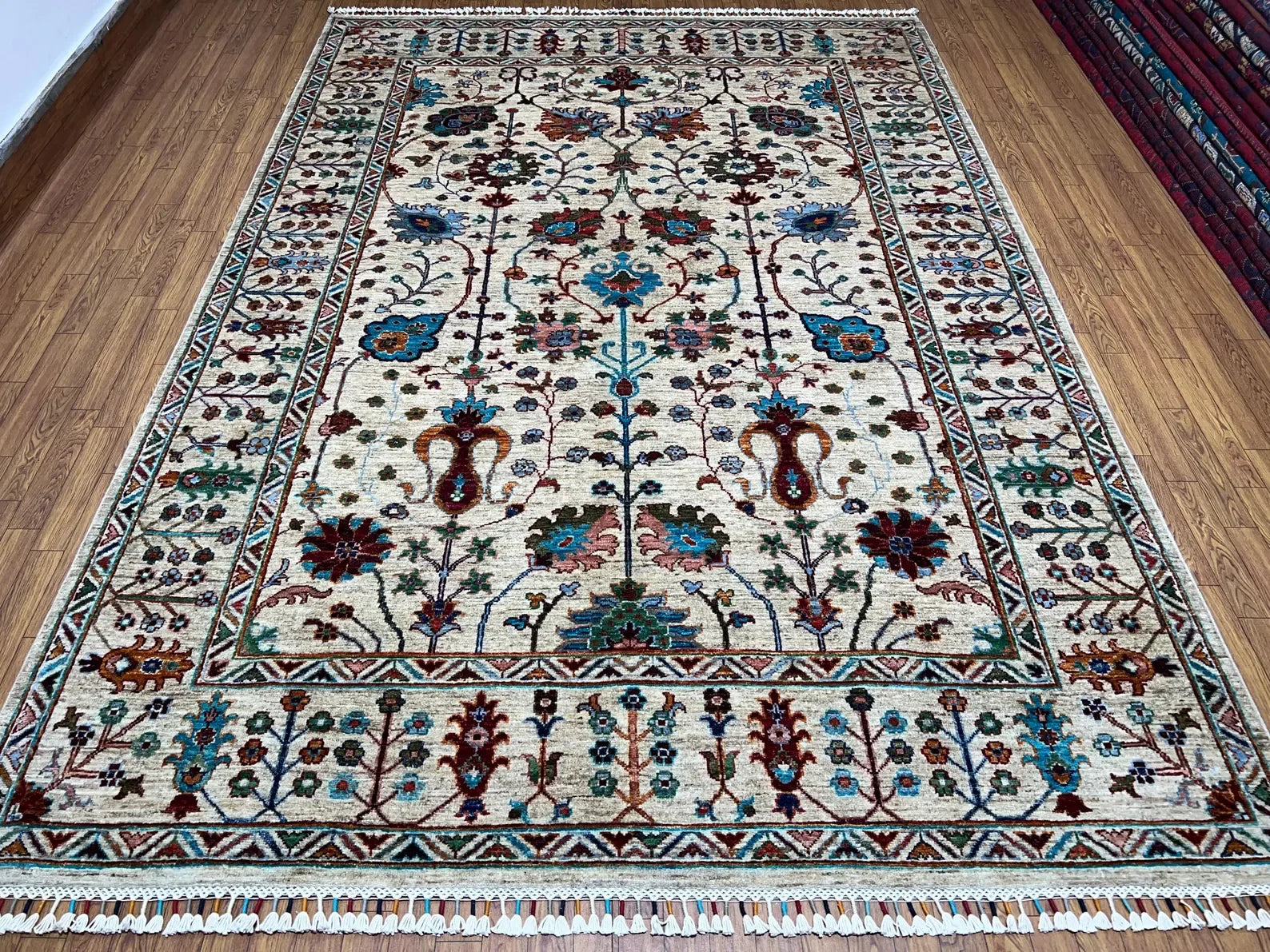 Ivory Bloom Oushak Hand-Knotted Rug